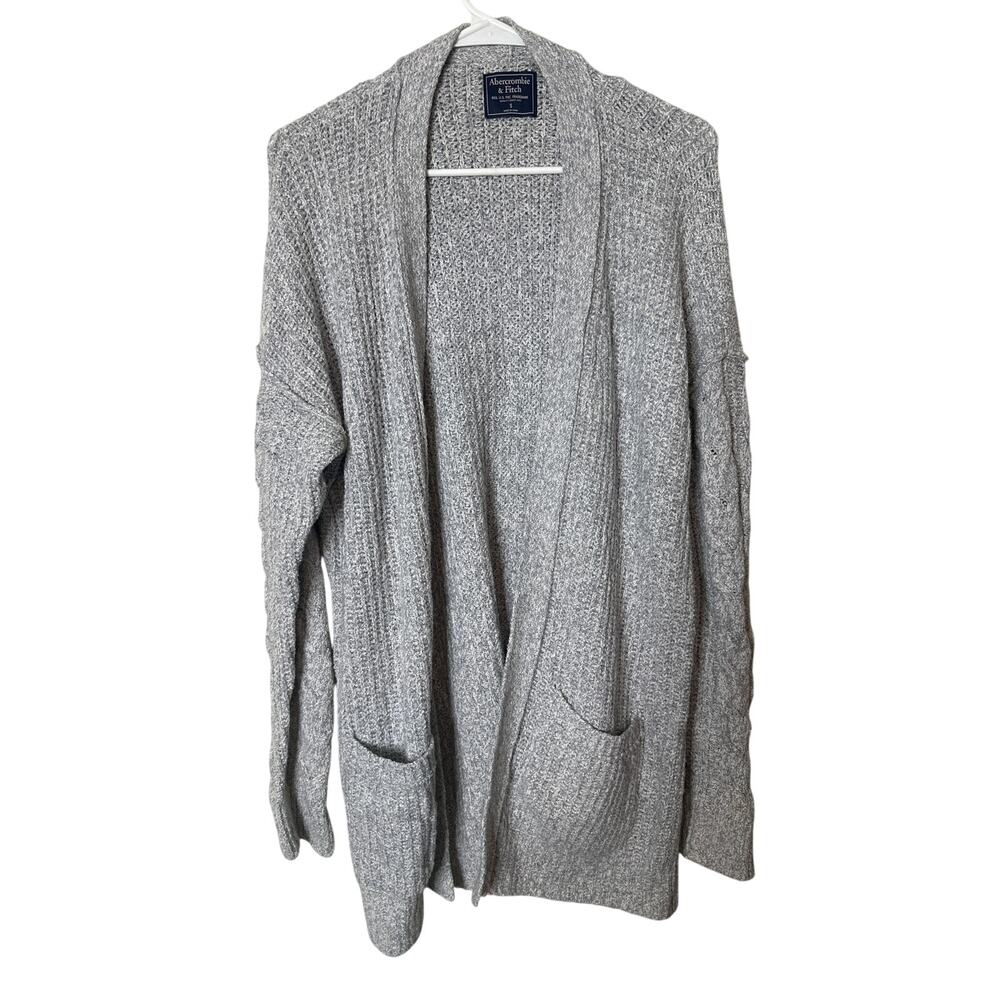 Abercrombie & Fitch gray knit open-front cardigan with pockets S c2